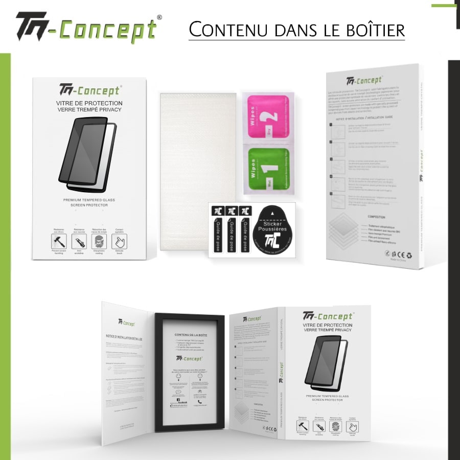 Packaging 3D anti-espion - vitre de protection d'écran de smartphone en verre trempé